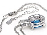 Blue And White Cubic Zirconia Rhodium Over Sterling Silver Pendant With Chain 5.44ctw