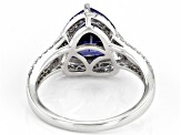 Blue And White Cubic Zirconia Rhodium Over Sterling Silver Ring 6.65ctw