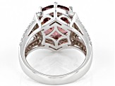 Blush Zircon Simulant And White Cubic Zirconia Rhodium Over Sterling Silver Ring 7.46ctw