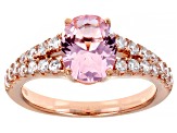 Pink And White Cubic Zirconia 18K Rose Gold Over Sterling Silver Ring 3.79ctw