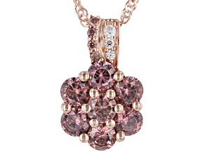 Blush And White Cubic Zirconia 18K Rose Gold Over Sterling Silver Pendant With Chain 3.38ctw