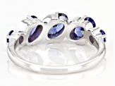 Blue Cubic Zirconia Rhodium Over Sterling Silver Ring 2.71ctw