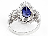 Blue and White Cubic Zirconia Rhodium Over Sterling Silver Ring 8.08ctw