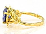 Blue Cubic Zirconia 18K Yellow Gold Over Sterling Silver Ring 4.95ctw