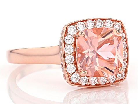 Pink And White Cubic Zirconia 18K Rose Gold Over Sterling Silver Ring 4.05ctw