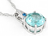 Green And Blue Cubic Zirconia Rhodium Over Sterling Silver Pendant With Chain 2.96ctw