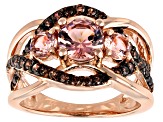 Pink Morganite Simulant And Mocha Cubic Zirconia 18K Rose Gold Over Sterling Silver Ring 2.50ctw