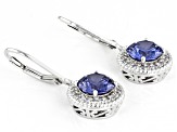 Blue And White Cubic Zircoinia Platinum Over Sterling Silver Earrings 4.61ctw