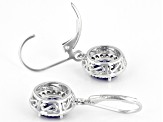 Blue And White Cubic Zircoinia Platinum Over Sterling Silver Earrings 4.61ctw