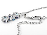Blue Cubic Zirconia And Lab Created Blue Spinel Rhodium Over Silver Pendant With Chain 1.93ctw