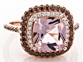 Pink Morganite Simulant And Mocha And White Cubic Zirconia 18k Rose Gold Over Silver Ring 3.12ctw