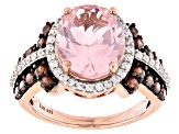 Pink Morganite Simulant And Mocha And White Cubic Zirconia 18k Rose Gold Over Sterling Silver Ring
