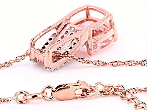 Pink And White Cubic Zirconia 18k Rose Gold Over Silver Pendant With Chain