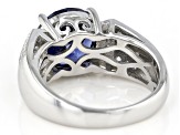 Blue and White Cubic Zirconia Rhodium Over Sterling Silver Ring 4.28ctw
