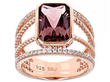 Picture of Blush Zircon Simulant and White Cubic Zirconia 18k Rose Gold Over Sterling Silver Ring 4.12ctw