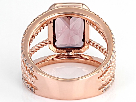 Blush Zircon Simulant and White Cubic Zirconia 18k Rose Gold Over Sterling Silver Ring 4.12ctw