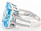 Blue And White Cubic Zirconia Rhodium Over Sterling Silver Ring 10.64ctw