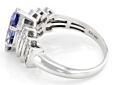 Blue And White Cubic Zirconia Rhodium Over Sterling Silver Ring 3.55ctw