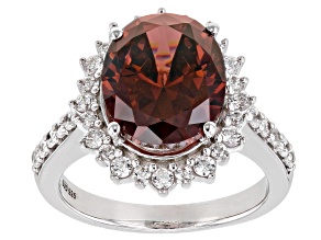 Blush And White Cubic Zirconia Rhodium Over Sterling Silver Ring 9.67ctw