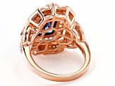 Blue and White Cubic Zirconia 18K Rose Gold Over Sterling Silver Ring