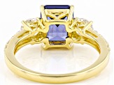 Blue And White Cubic Zirconia 18K Yellow Gold Over Sterling Silver Ring 5.24ctw