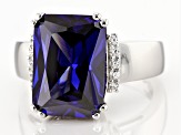 Blue And White Cubic Zirconia Platinum Over Sterling Silver Ring 8.32ctw