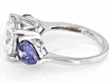 Blue And White Cubic Zirconia Platinum Over Sterling Silver Ring 9.55ctw