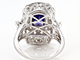 Blue And White Cubic Zirconia Rhodium Over Sterling Silver Ring 3.54ctw