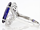 Blue And White Cubic Zirconia Rhodium Over Sterling Silver Ring 10.30ctw