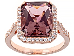 Blush Zircon Simulant And White Cubic Zirconia 18k Rose Gold Over Sterling Silver Ring 6.25ctw