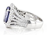 Blue And White Cubic Zirconia Platinum Over Sterling Silver Ring 8.92ctw