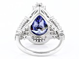 Blue And White Cubic Zirconia Rhodium Over Sterling Silver Ring 11.27ctw