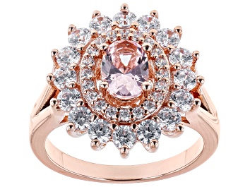 Picture of Pink And White Cubic Zirconia 18K Rose Gold Over Sterling Silver Ring 3.09ctw
