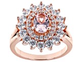 Pink And White Cubic Zirconia 18K Rose Gold Over Sterling Silver Ring 3.09ctw