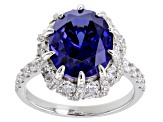 Blue And White Cubic Zirconia Platinum Over Sterling Silver Ring 9.72ctw