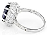 Blue And White Cubic Zirconia Platinum Over Sterling Silver Ring 9.72ctw