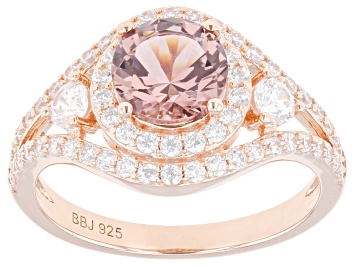 Picture of Blush Zircon Simulant And White Cubic Zirconia 18k Rose Gold Over Sterling Silver Ring 2.69ctw