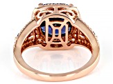 Blue And White Cubic Zirconia 18k Rose Gold Over Sterling Silver Ring 8.92ctw
