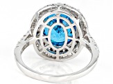 Blue, Mocha, And White Cubic Zirconia Rhodium Over Sterling Silver Ring 9.70ctw