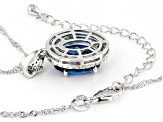 Blue, Mocha, And White Cubic Zirconia Rhodium Over Sterling Silver Pendant With Chain 9.40ctw