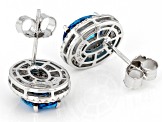 Blue, Mocha, And White Cubic Zirconia Rhodium Over Sterling Silver Earrings 7.96ctw