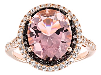 Picture of Morganite Simulant, Mocha, And White Cubic Zirconia 18k Rose Gold Over Sterling Silver Ring 4.61ctw