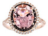 Morganite Simulant, Mocha, And White Cubic Zirconia 18k Rose Gold Over Sterling Silver Ring 4.61ctw