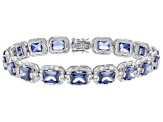 Blue And White Cubic Zirconia Rhodium Over Sterling Silver Tennis Bracelet 45.17ctw