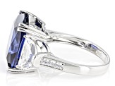 Blue And White Cubic Zirconia Rhodium Over Sterling Silver Ring 19.09ctw