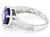 Blue And White Cubic Zirconia Rhodium Over Sterling Silver Ring 6.82ctw