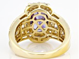 Blue And White Cubic Zirconia 18k Yellow Gold Over Sterling Silver Ring 8.22ctw