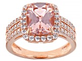 Pink Morganite Simulant And White Cubic Zirconia 18k Rose Gold Over Sterling Silver Ring 4.38ctw