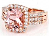 Pink Morganite Simulant And White Cubic Zirconia 18k Rose Gold Over Sterling Silver Ring 4.38ctw