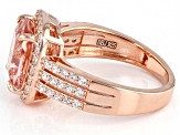 Pink Morganite Simulant And White Cubic Zirconia 18k Rose Gold Over Sterling Silver Ring 4.38ctw